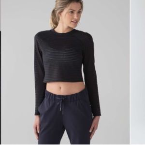 Lululemon Uncovered Long Sleeve Crop Top Black 4